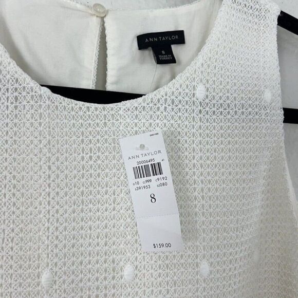 Ann Taylor NWT Size 8 White Sleeveless Embroidered Floral Lace Sheath Dress - Picture 3 of 10